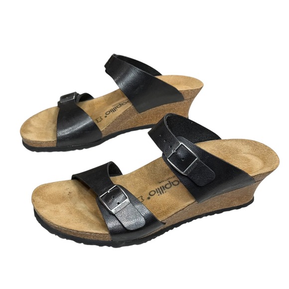 Birkenstock Papillio Dorothy Wedge Sandals 10-10.5 Black Birko Flor Comfort Shoe - Picture 2 of 14
